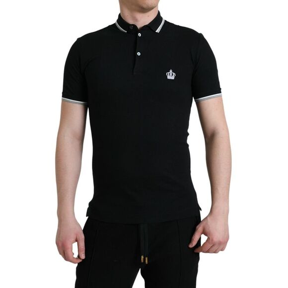 Dolce & Gabbana Black Cotton Polo Shirt